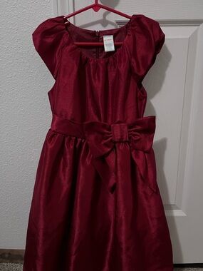 Gymboree Girls' Wine Red Satin Bow Party Dress